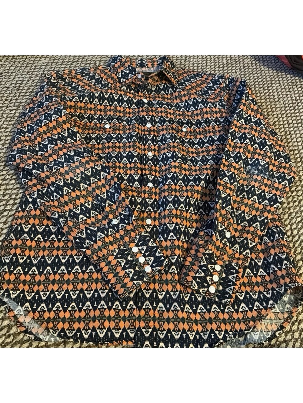 Pendleton Mens Long Sleeve Geometric Print Button Front Shirt Large